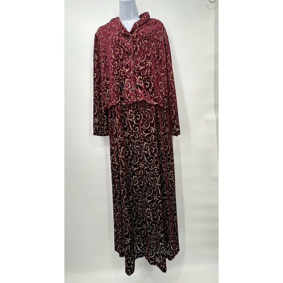 Ci Sono Size‎ M/L Crush Velvet  Burgundy Attached  Jacket Formal Holiday Dress - Picture 1 of 11